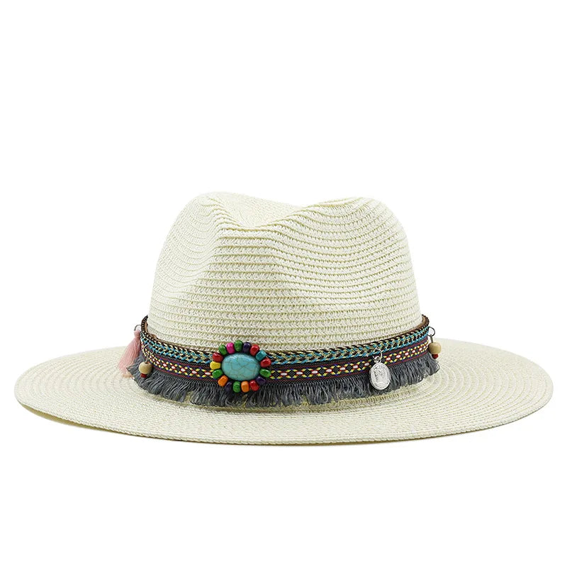 Summer Beach Hat Men and Women Couple Denim Visor Sun Hat Minority Style Denim Straw Hat