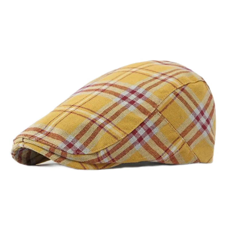 Spring Summer Dopamine Plaid Beret Duck Tongue Forward Hat British Style Visor Summer Hats for Women Men Sun Hats Dad's Hat Gift
