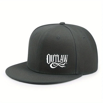 Unisex OUTLAW Printed Adjustable Baseball Cap  Men's and Women's Flat-brimmed Cap, Urban Street Style, Outdoor Activity Cap