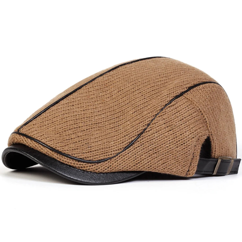 Men Autumn and Winter Warm Knitting Newsboy Caps British Painters Hats Side Buckle Adjustable Flat Cap Hip Hop Berets