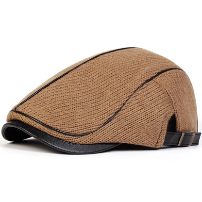 Men Autumn and Winter Warm Knitting Newsboy Caps British Painters Hats Side Buckle Adjustable Flat Cap Hip Hop Berets
