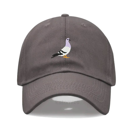 Pigeon Embroidery Baseball Cap for Women Men Fashion Adjustable Soft Washed Cotton Dad Hat Unisex Classic Golf Caps