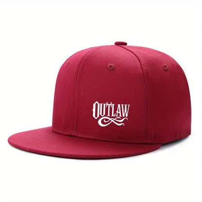 Unisex OUTLAW Printed Adjustable Baseball Cap  Men's and Women's Flat-brimmed Cap, Urban Street Style, Outdoor Activity Cap