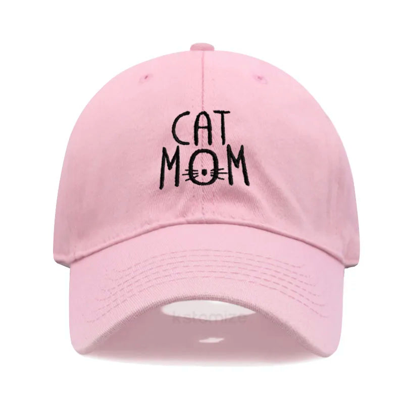 CAT MOM Embroidered Baseball Cap for Women Men Fashion Adjustable Soft Washed Cotton Dad Hat Unisex Classic Golf Caps