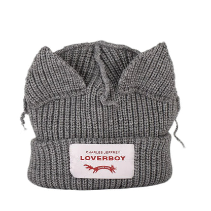 Winter Knitted Hats For Women Cute Rabbit Ear Soft Warm Thick Acrylic Luxury Brand Label Beanies Skullies Personality Casual Cap