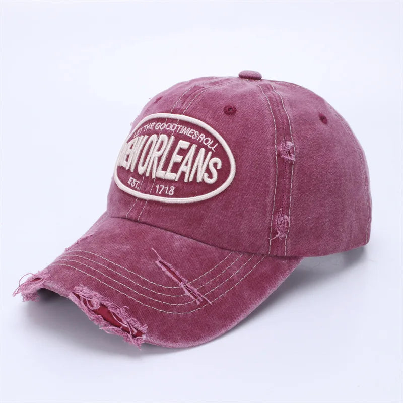Unisex Vintage Washed Cotton Baseball Cap 2025 Embroidered Letter Snapback Hat for Men And Women Streetwear Outdoor Sports