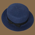 Spring and Summer New Straw Knitted Bow Straw Hat Korean  Fashion and Leisure Foldable Beach Flat Top Short Eaf Straw Hat