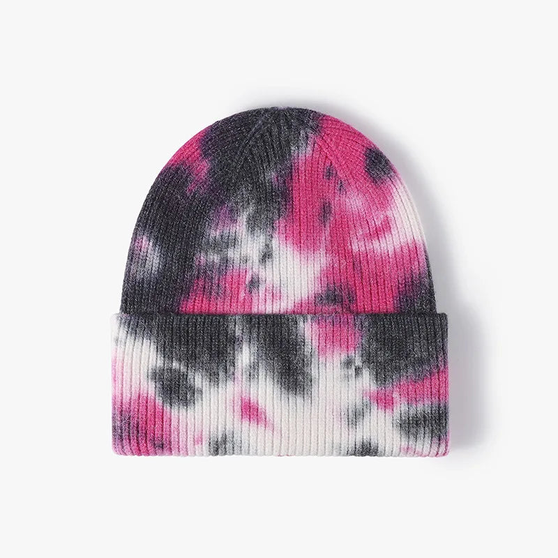 High Quality Fashion Women Men Autumn Winter Warm Beanie Hat Tie Dye Lady Male Knitted Wool Beanies Hat Cap For Women Men