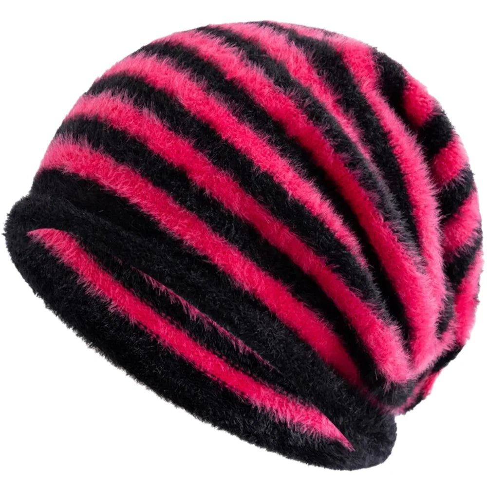 Hot Sale Fashion Woman Slouchy Beanie Casual Stripe Design Y2K Winter Hats For Female