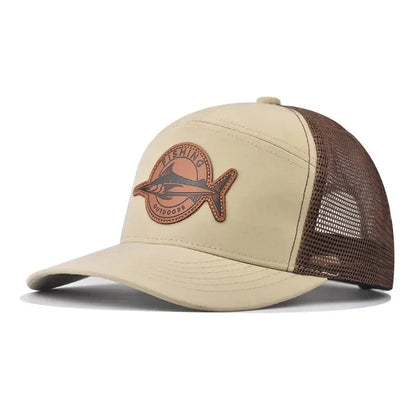 Hot Sale Unisex Seven-Panel Style Trucker Hat Adjustable Baseball Cap Shark Pattern Patch Fishing Hat