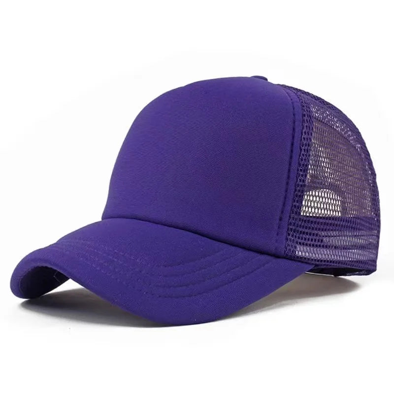 50 Color Unisex SummerTrucker Hat For Adult Net Baseball Cap Men Women Polyester Blank Mesh Adjustable Sun Hat Visor