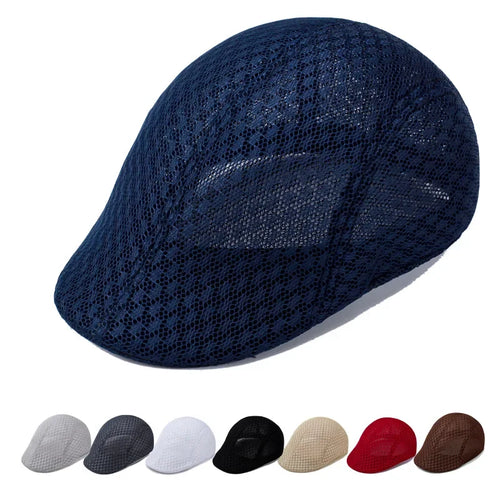 Sun Hat Summer Breathable Beret Cap Cap Mesh Hollow Solid Color Beret Hat Sun Protection Men's Women's Net Dad Hat Forward Cap