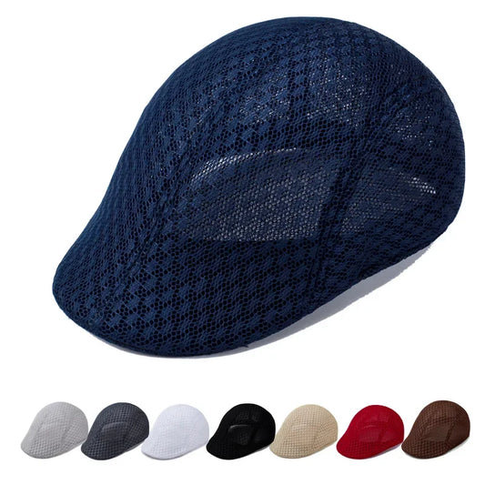 Sun Hat Summer Breathable Beret Cap Cap Mesh Hollow Solid Color Beret Hat Sun Protection Men's Women's Net Dad Hat Forward Cap