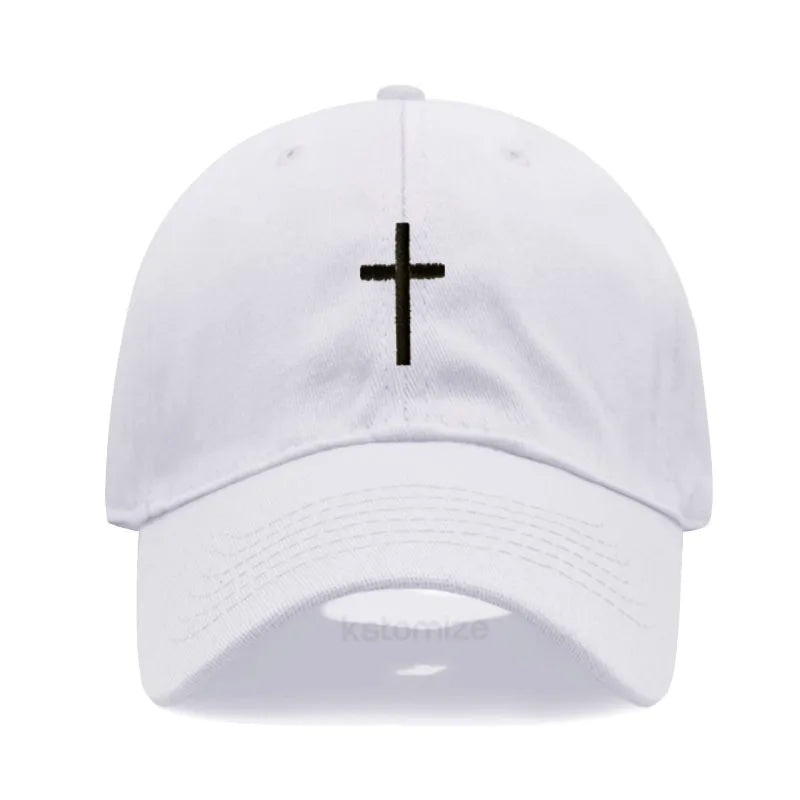 Cross Embroidered Baseball Cap for Women Men Fashion Adjustable Washed Cotton Dad Hat Unisex Classic Golf Caps