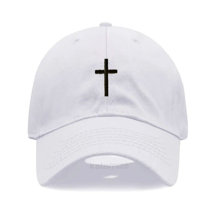 Cross Embroidered Baseball Cap for Women Men Fashion Adjustable Washed Cotton Dad Hat Unisex Classic Golf Caps