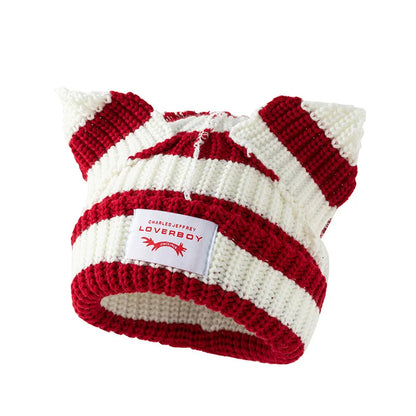 Autumn Winter Cute Ear Beanies Skullies Cap Fashion Women Men Warm Outdoor Unisex Knitted Hat Loverboy Y2K Personality Cold Hats