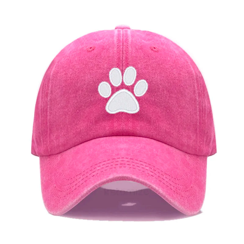 Dog Paw Embroidered Baseball Cap for Women Men Fashion Adjustable Washed Cotton Dad Hat Unisex Classic Golf Caps