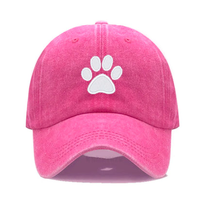 Dog Paw Embroidered Baseball Cap for Women Men Fashion Adjustable Washed Cotton Dad Hat Unisex Classic Golf Caps