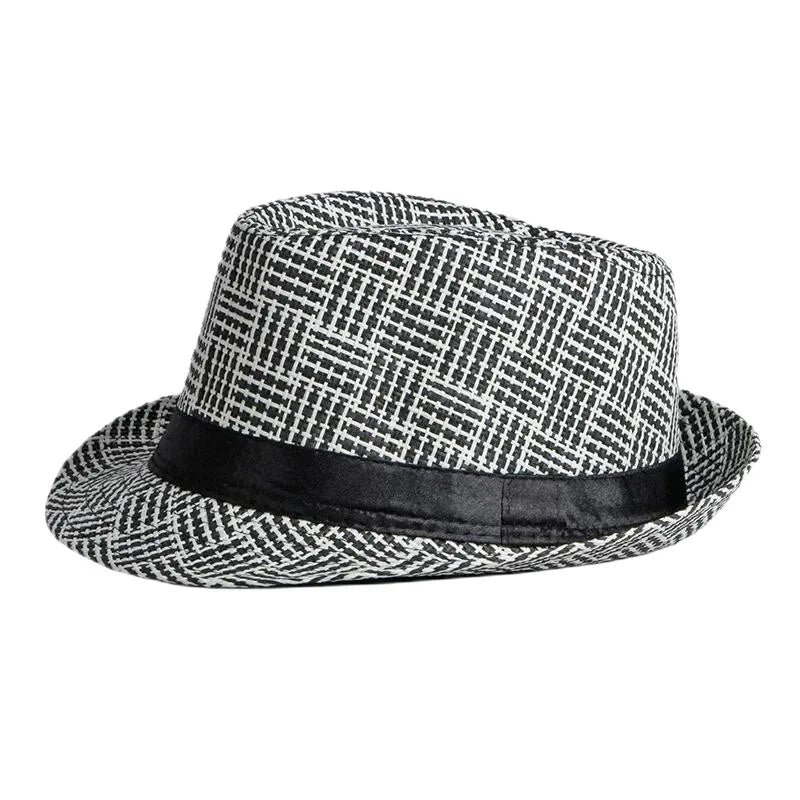 2025 New Korean Trendy Sun Hats British Top Hat Women's Men's Grometric Straw Hat Belt Jazz Hats Couple Beach Hat Fedoras Cap