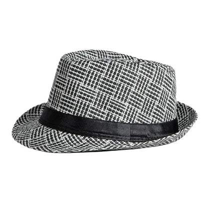 2025 New Korean Trendy Sun Hats British Top Hat Women's Men's Grometric Straw Hat Belt Jazz Hats Couple Beach Hat Fedoras Cap