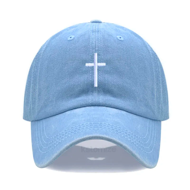Cross Embroidered Baseball Cap for Women Men Fashion Adjustable Washed Cotton Dad Hat Unisex Classic Golf Caps