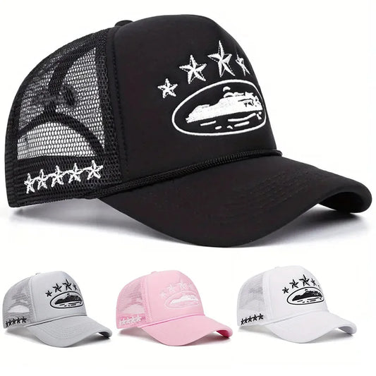 Unisex Men Women Cap Pentagram Embroidery Baseball Net Caps Spring Summer Outdoor Adjustable Casual Hats Sunscreen Hat