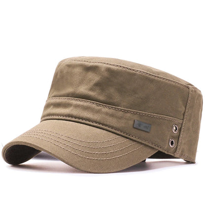 Men’s Flat Top Cotton Baseball Cap Casual Fashion Peaked Sunshade Commuter Hat Four Seasons