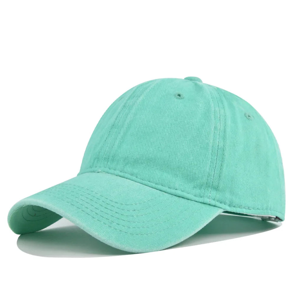 Unisex Retro Washed Cotton Baseball Cap – Solid Color Y2K Hip Hop Snapback Outdoor Sport Hat
