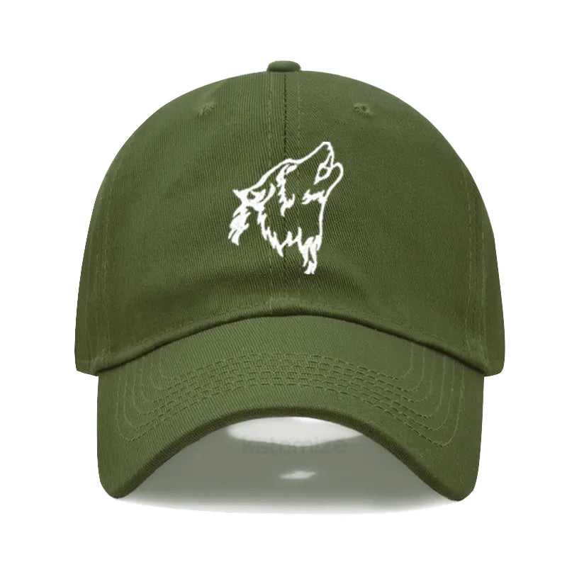 Women's Baseball Cap Men's Washed Cotton Wolf Howl Embroidery Embroidery Dad Hat Sport Golf Caps For Man Sun Hats Dropshipping