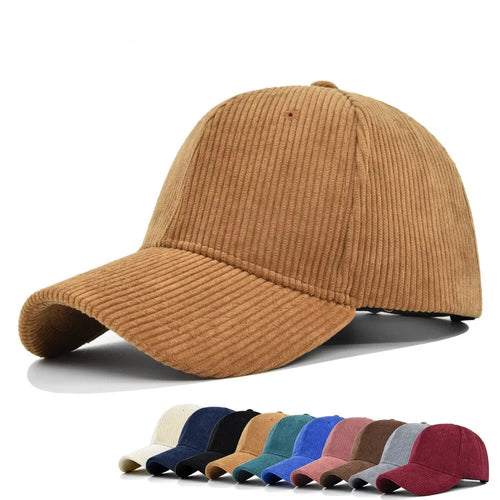 Corduroy Baseball Cap – Korean Style Curved Brim Streetwear Hat