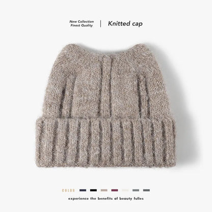 New Cool Autumn Winter Women Thick Wool Cute Beanie Hat Cat Ear High Quality Outdoor Warm Knitted Beanie Cap Hat For Women