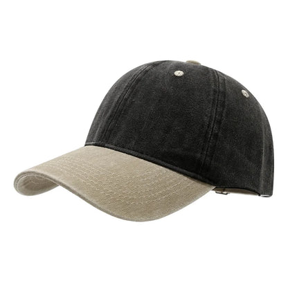 Unisex Washed Cotton Baseball Cap – Color-Matched Casual Snapback Sun Hat for Spring & Summer