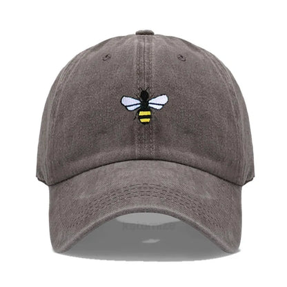 Washed Cotton Honeybee Embroidery Baseball Caps for Men Women Dad Hat Adjustable Snapback Cap Wholesale Dropshipping