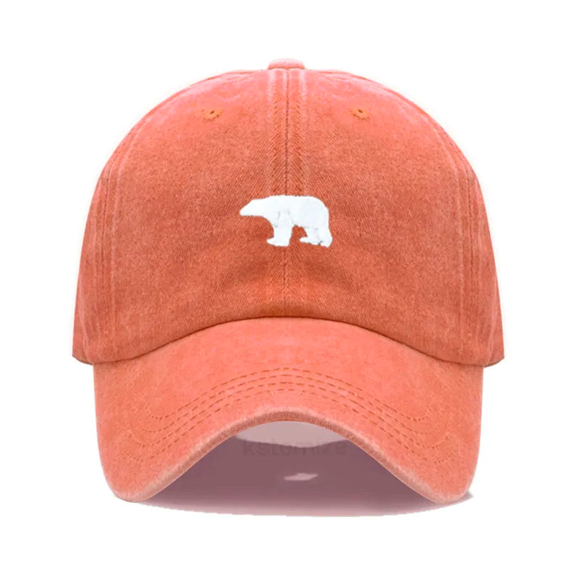 little Bear Embroidery Baseball Cap for Women Men Fashion Adjustable Soft Washed Cotton Dad Hat Unisex Classic Golf Caps