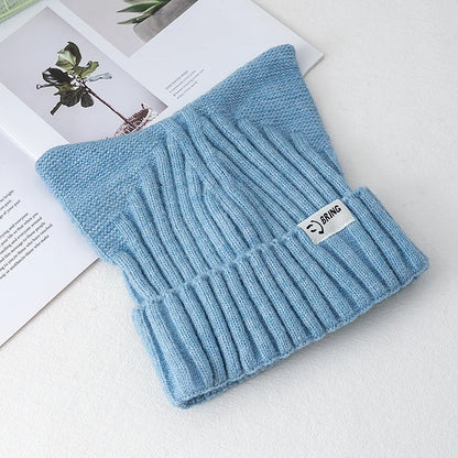Hot Sale Cute Chic Hat Cat Ear Kpop Style Beanie Hat Sweet Autumn/Winter Hats For Women Street Simple Colors Warm Hats For Girl