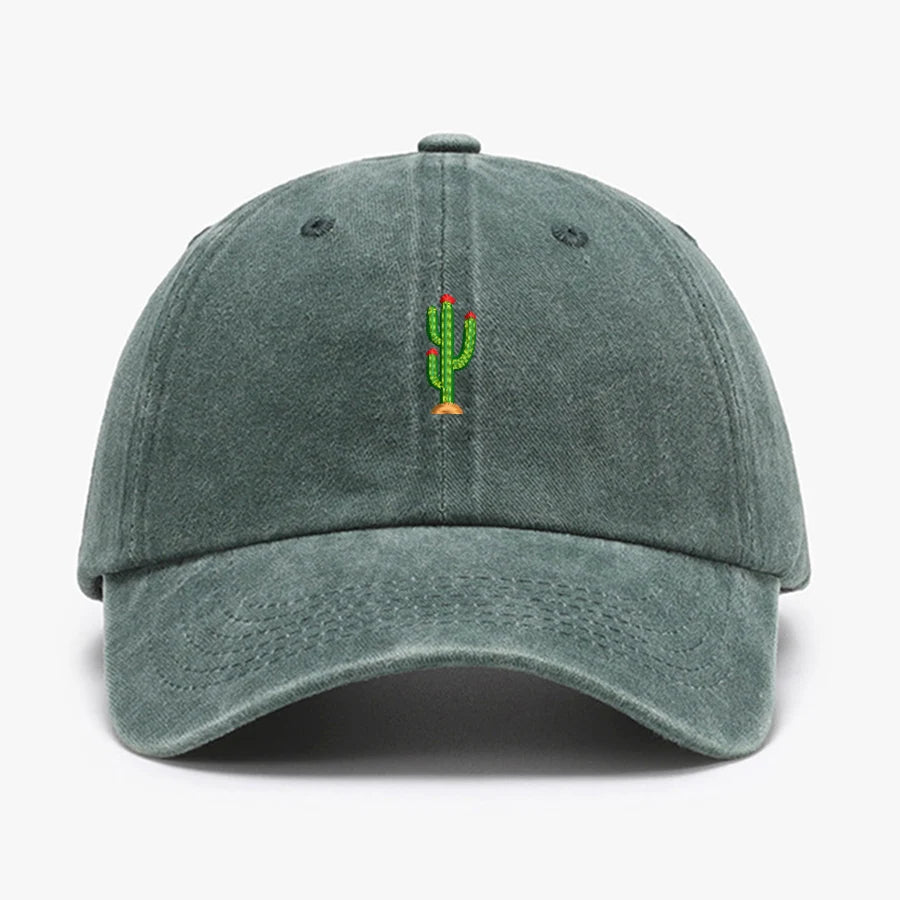 Mini Cactus Embroidery vintage soft Baseball caps Men Women Water Washed Hat Sports Fishing Dad Visor Summer Autumn Peaked cap