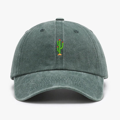 Mini Cactus Embroidery vintage soft Baseball caps Men Women Water Washed Hat Sports Fishing Dad Visor Summer Autumn Peaked cap