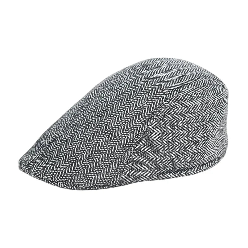 Fall Winter Men Beret Pu Plaid Peaked Forward Cap for The Middle Elderly Men Dad Grandpa Thick Ear Protection Military Hat Beret