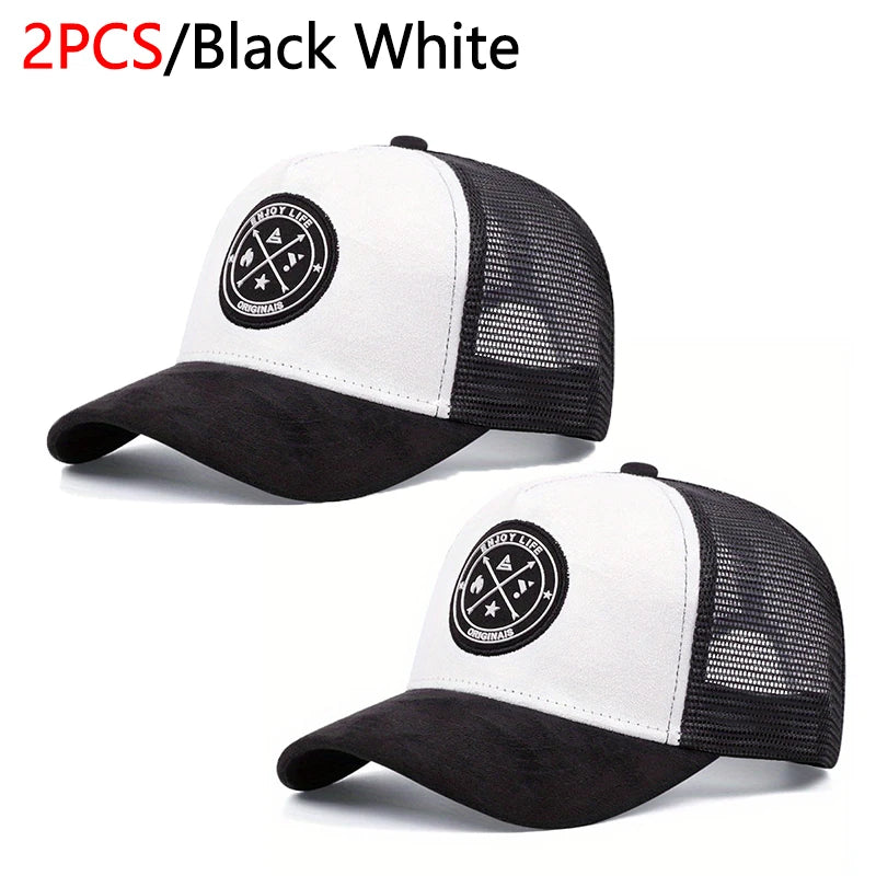 Unisex Mesh Snapback Cap – “ENJOY LIFE” Letter Patch Breathable Summer Trucker Hat