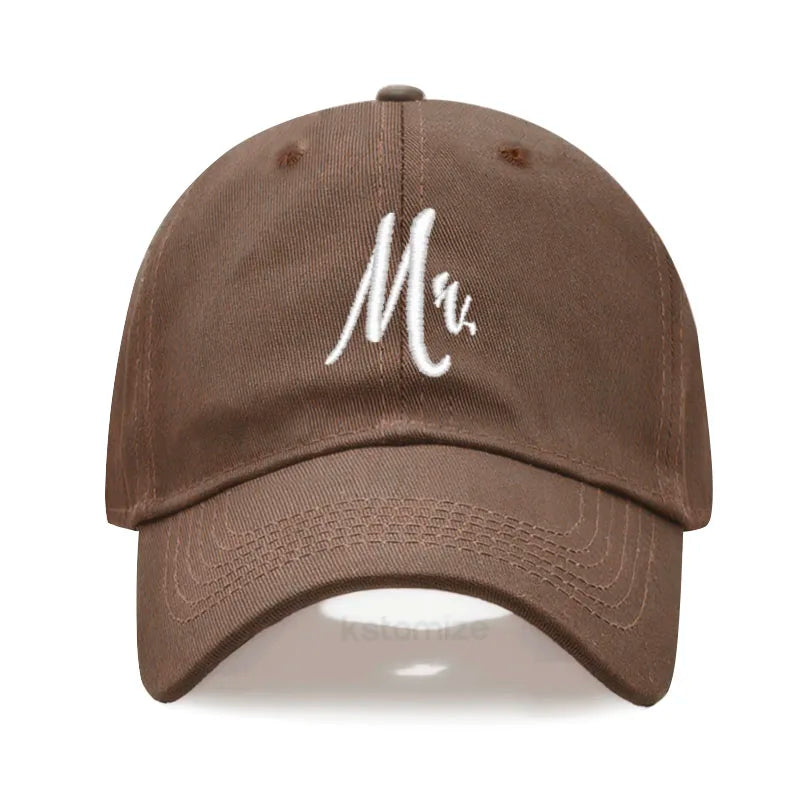 Matching Mr. & Mrs. Baseball Cap Men's Women's Cotton Embroidery Sport Golf Caps Bridal Gift Newlywed Honeymoon Wedding Gift