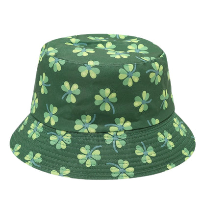 2025 St Patrick's Day Bucket Hat for Women Men Tropical Print Revisible Summer Double Side Sun Hat Green Leaf Panama Beach Cap