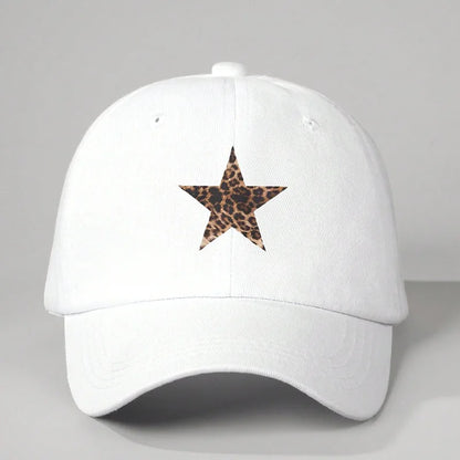 Leopard Print Star Soft Cotton Baseball Cap Unisex Adjustable Casual Dad Hats Perfect For Outdoor Active fishing Travel Headwear
