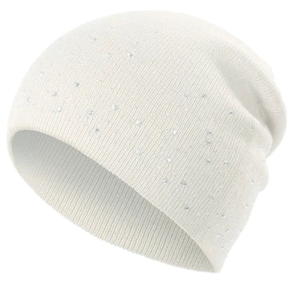 Hot Sale Women Casual Winter Fall Hat Stylish & Shiny Rhinestone Decor Women's Beanie Outdoor Streetwear Knitted Hat