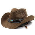 Western Cowboy Straw Hat For Men And Women Summer Bohemia Outdoor Wide Brim Sun Hats Holiday Beach Breathable Jazz Cap