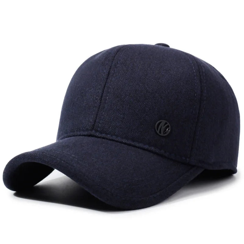Men's Autumn and Winter Warm Baseball Cap Lined ted Hat Winter Ear Protection Unisex Outdoor Cap Warm Windproof