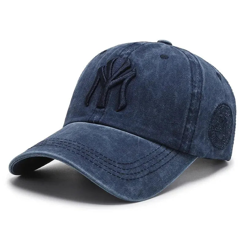 Unisex Washed Distressed Baseball Cap – Korean Style Embroidered Casual Sun Hat