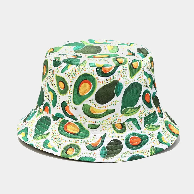 creative fruit pattern bucket hat men's and women's outdoor leisure sunscreen fishing sun hat double-sided beach basin cap