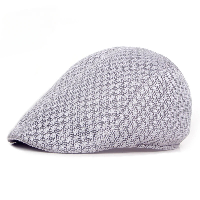 Korean Version of Men's and Women's Berets Solid Color Hollow Mesh Caps Forward Caps Breathable Summer Sun Hats