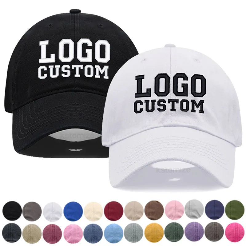 Customize Baseball Cap Embroidery Logo Soft Washed Cotton Dad Hats Fashion Women Men Hat Sport Visors Snapback Cap Sun Hat