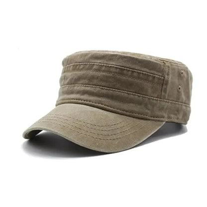 Unisex Washed Denim Flat Top Cap Retro Fishing Style Big Head Casual Outdoor Hat